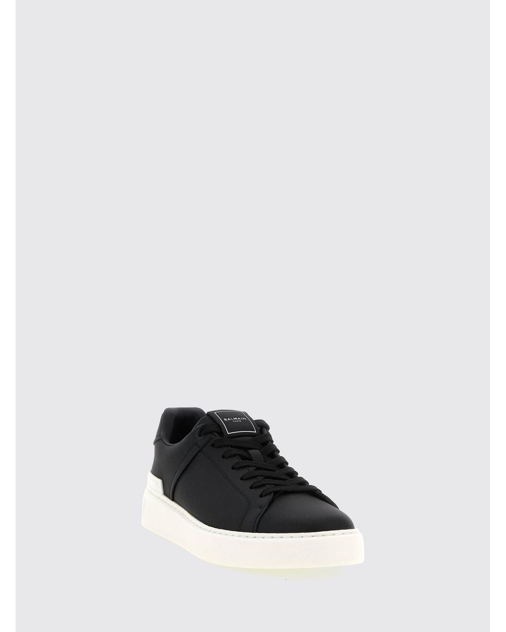 Balmain White B-Court Bicolour Smooth Calf Leather Trainers for men