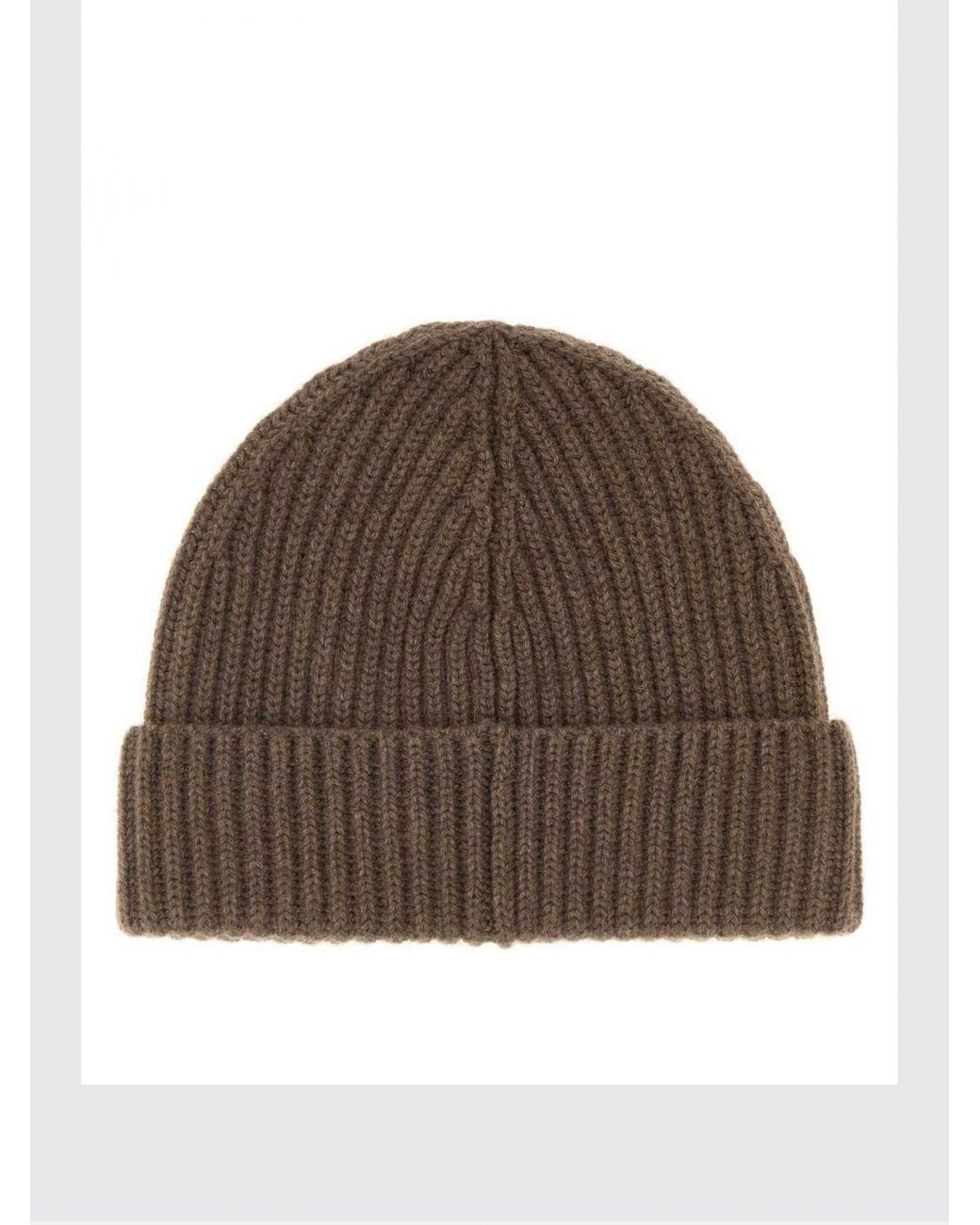 Loewe Brown Ribbed Pure Cashmere Beanie With Cuff And Logo Patch