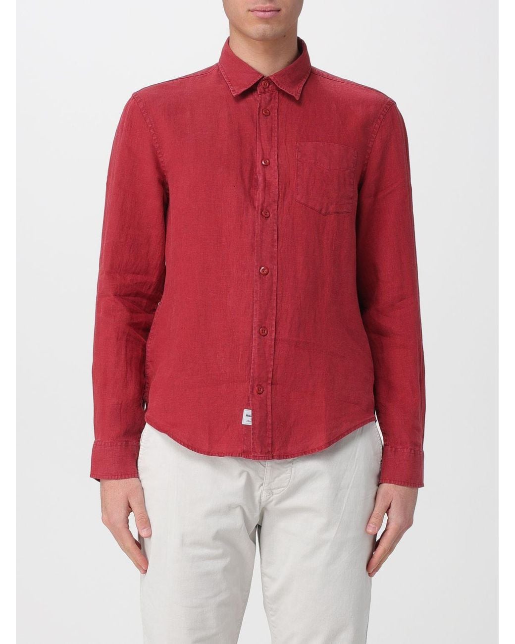 Blauer Red Linen Casual Shirt for men