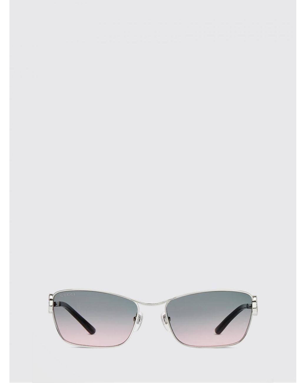 Gucci White Cat-Eye Metal Sunglasses With Gg Monogram And Tinted Lenses