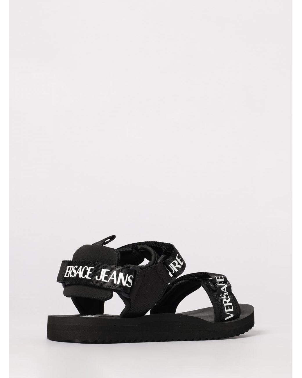 Versace Jeans Couture White Fabric Sandals With Printed Logo for men