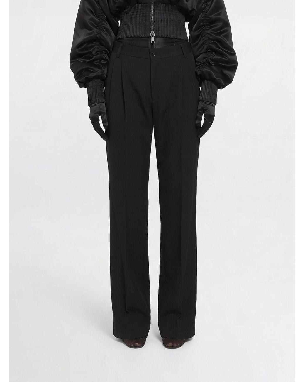 Dolce & Gabbana Black Dolce &Amp Gabbana High-Waisted Flared Virgin Wool Trousers