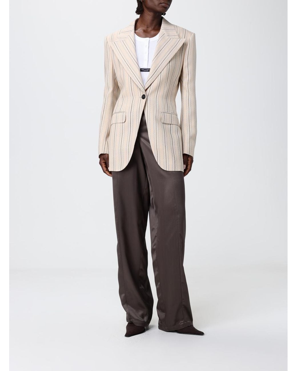 Dolce & Gabbana Natural Dolce &Amp Gabbana Viscose Single-Breasted Blazer