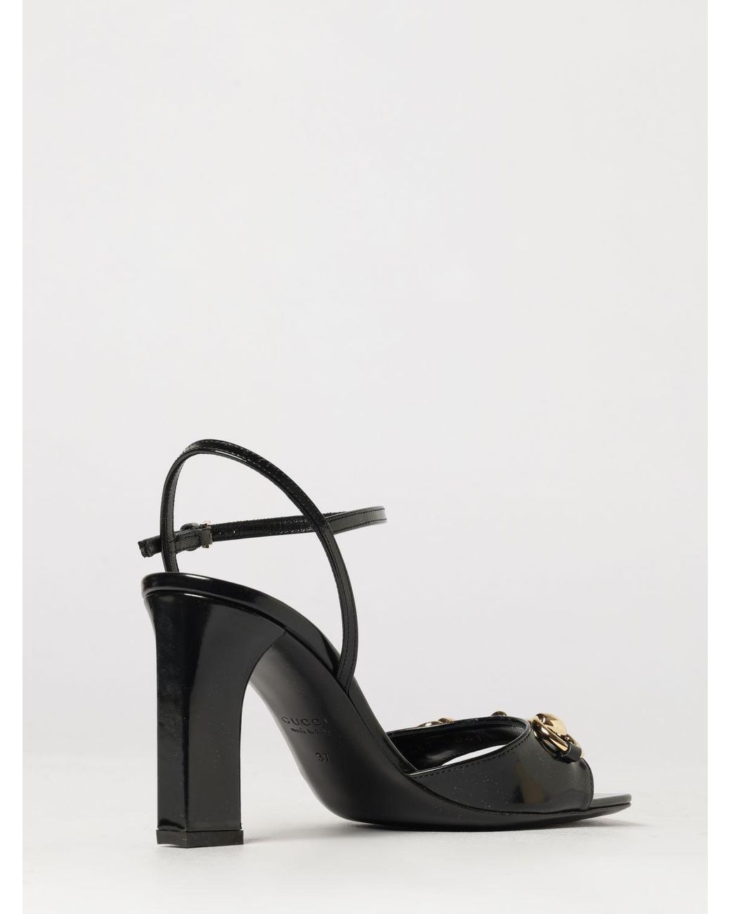 Gucci White Signora Brushed Leather Sandals With Horsebit Detail And High Heel