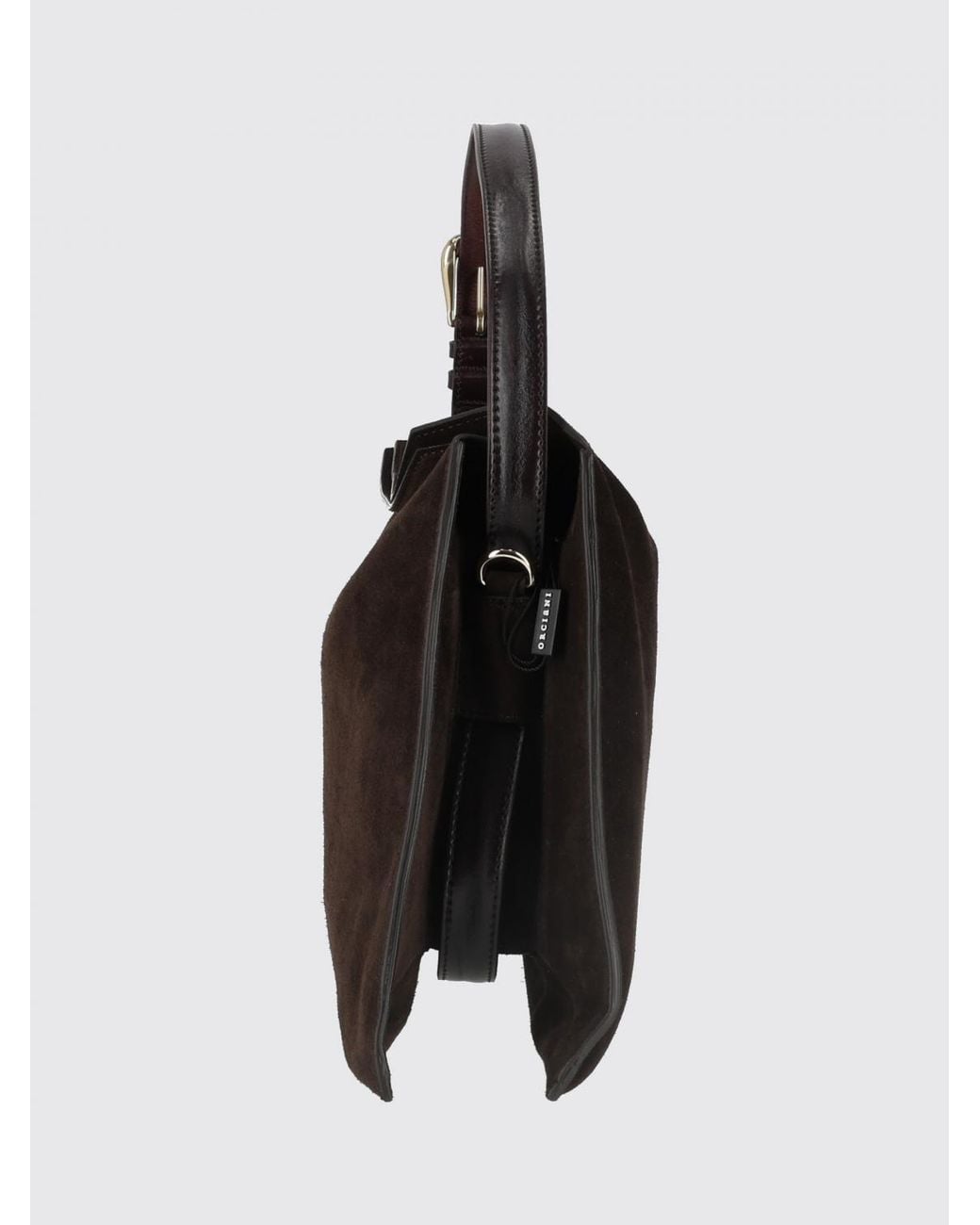 Orciani Black Trinity Suede Calfskin Shoulder Bag With Adjustable Handle