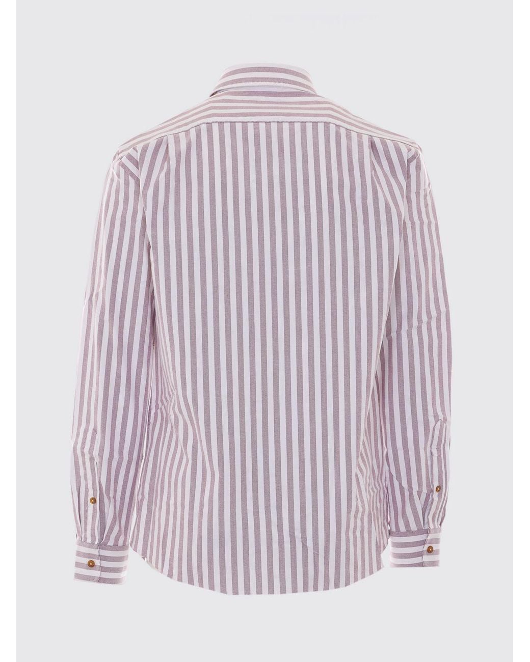 Vivienne Westwood Gray Slim Fit Striped Cotton Shirt With Embroidered Orb Logo for men