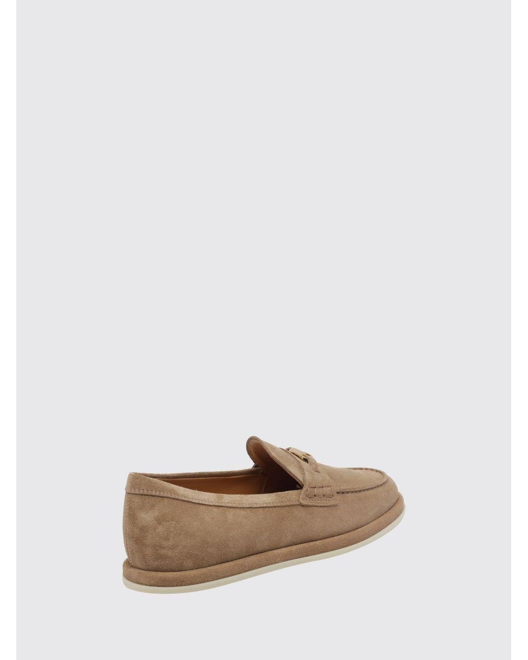 Tod's Natural Suede Loafers With T Timeless Buckle And Rubber Sole