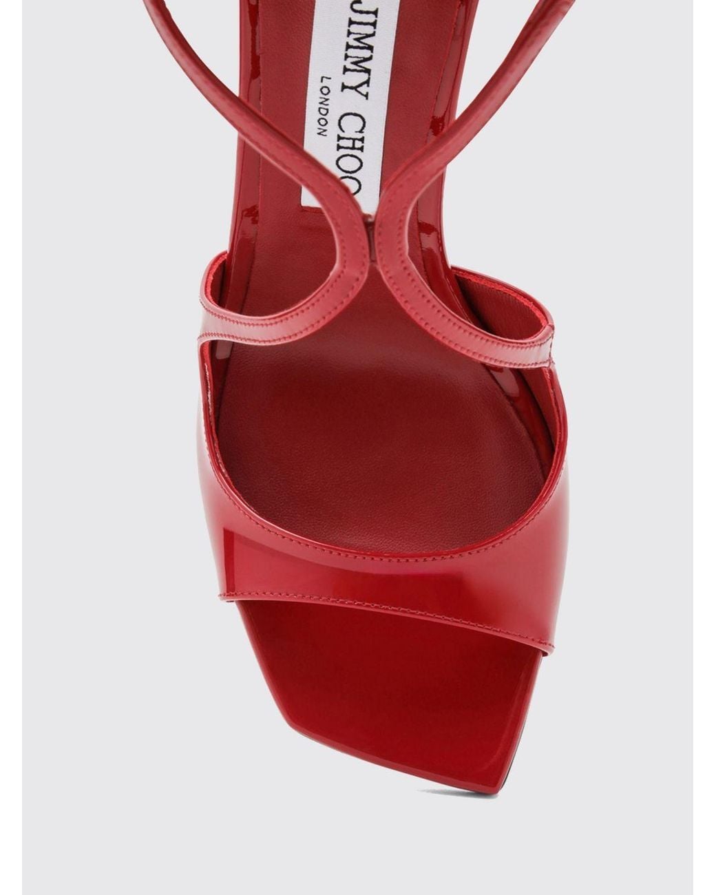 Jimmy Choo Red Azia Patent Leather High Heel Sandals With Ankle Strap