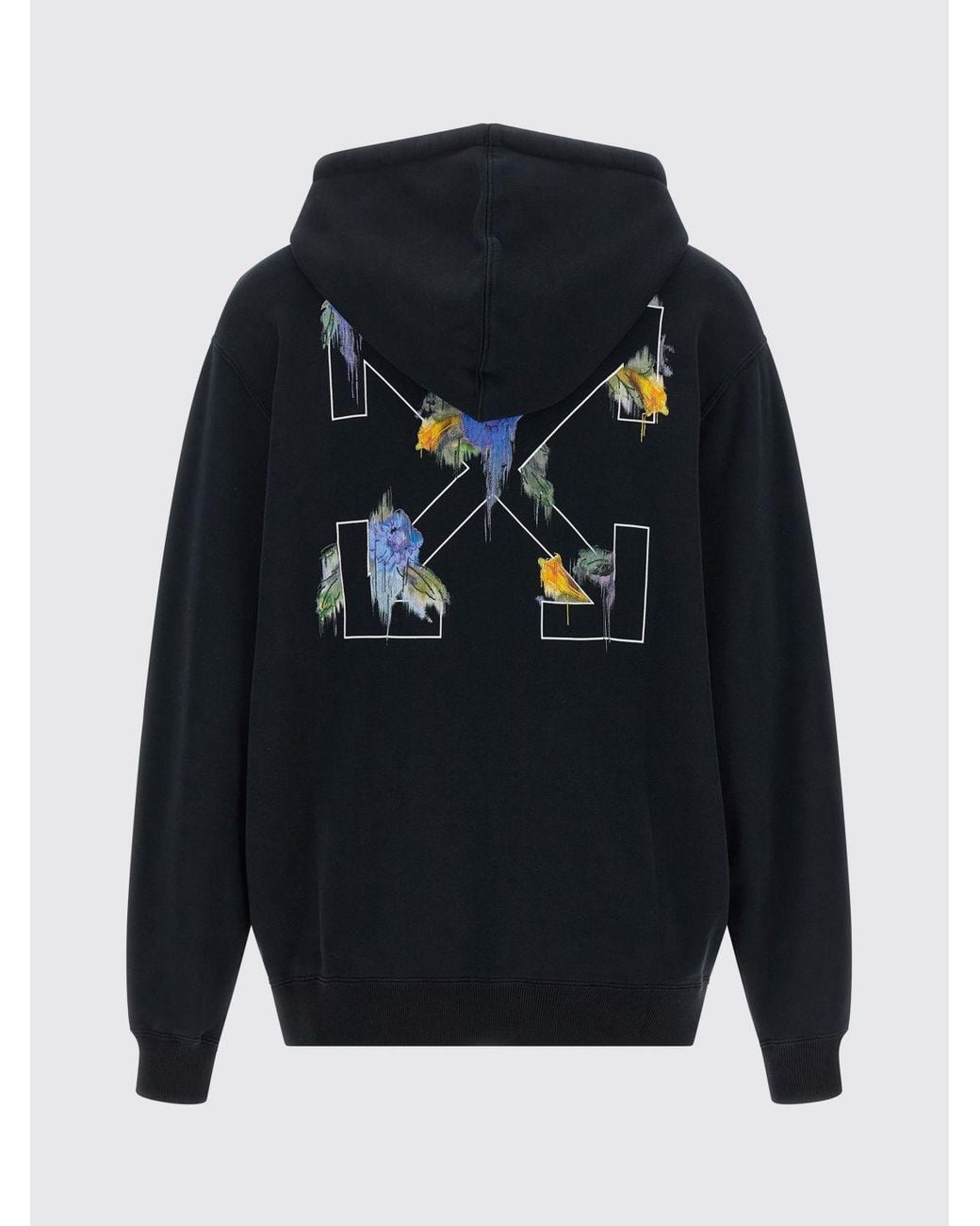 Off-White c/o Virgil Abloh Blue Arrow Logo Cotton Hoodie With Drawstring