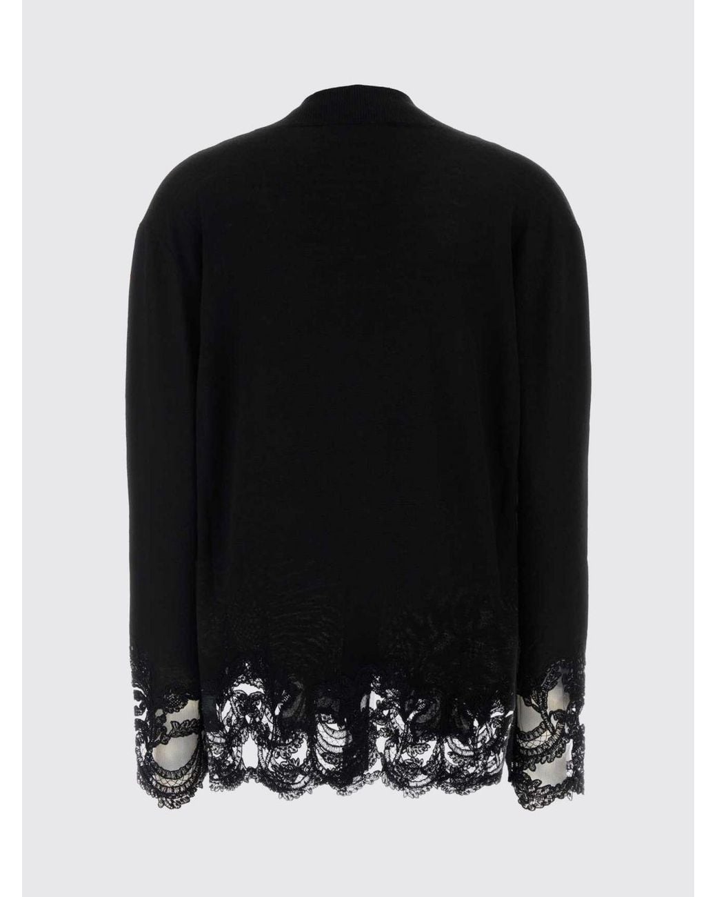 Ermanno Scervino Blue V-Neck Virgin Wool Cardigan With Lace Inserts