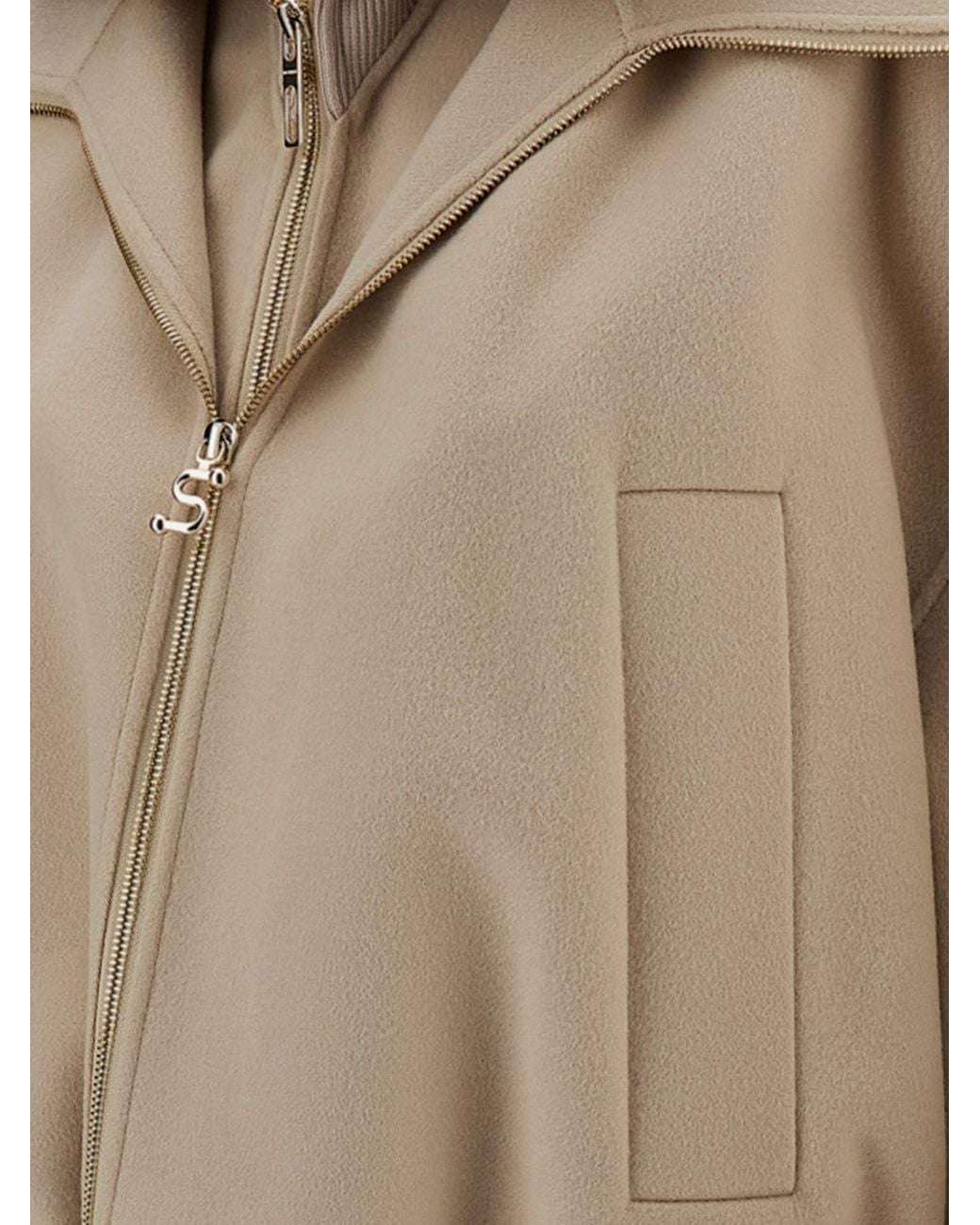 Sportmax Natural Wool Bomber Jacket With High Neck And Zip Fastening