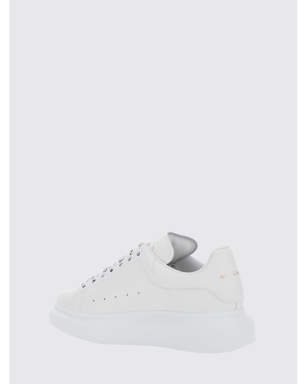 McQueen White Oversize Calf Leather Sneakers With Contrasting Heel And Laminated Logo