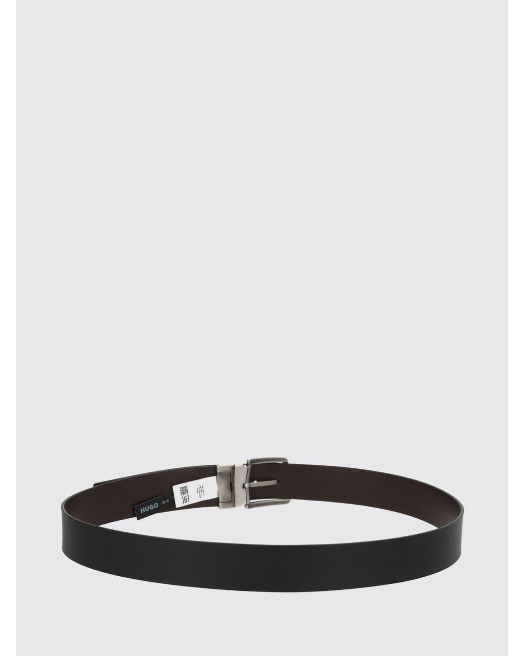 HUGO White Reversible Grained And Smooth Leather Belt With Engraved Logo for men
