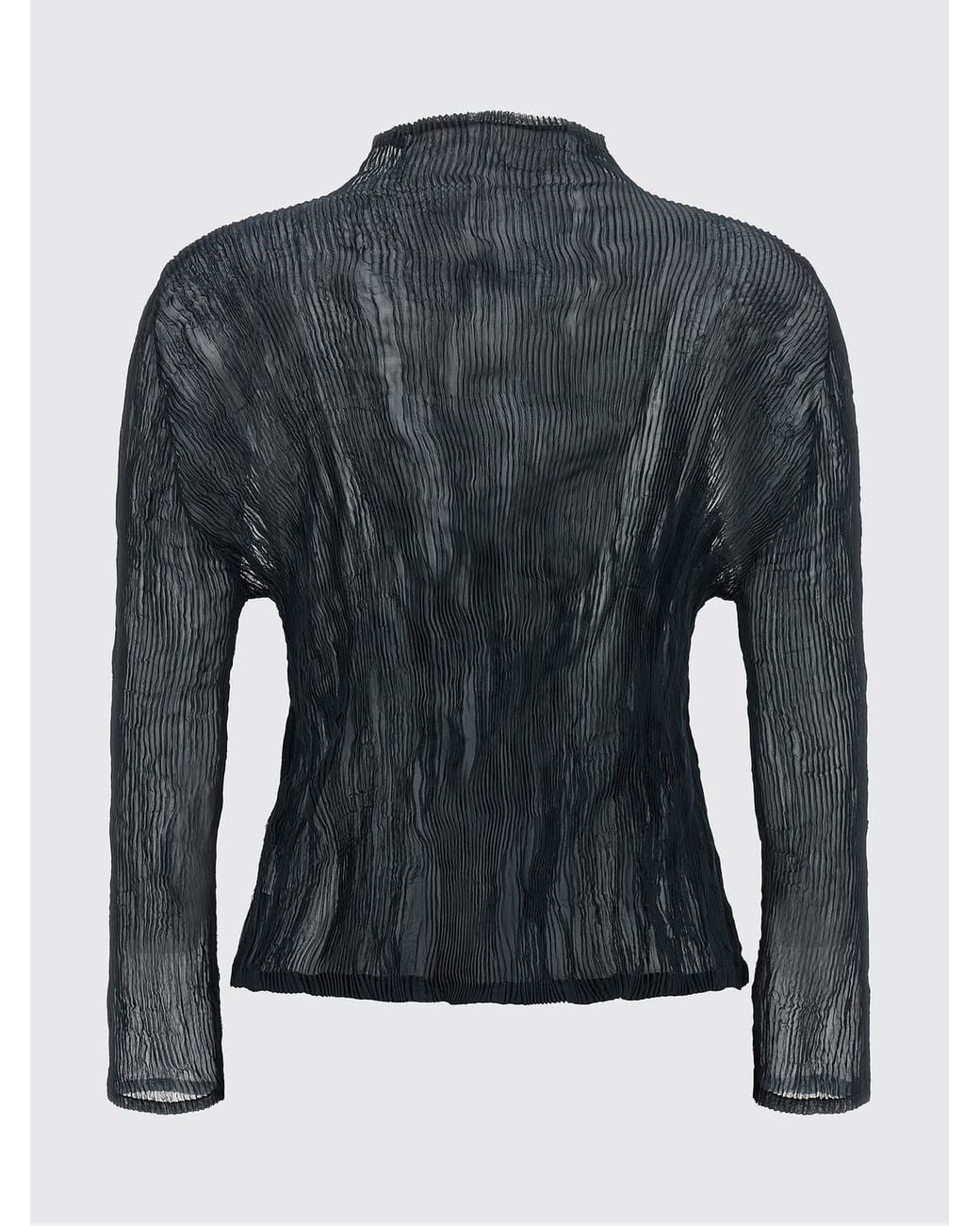 Issey Miyake Black High-Neck Crinkled Crêpe Zip-Up Cardigan