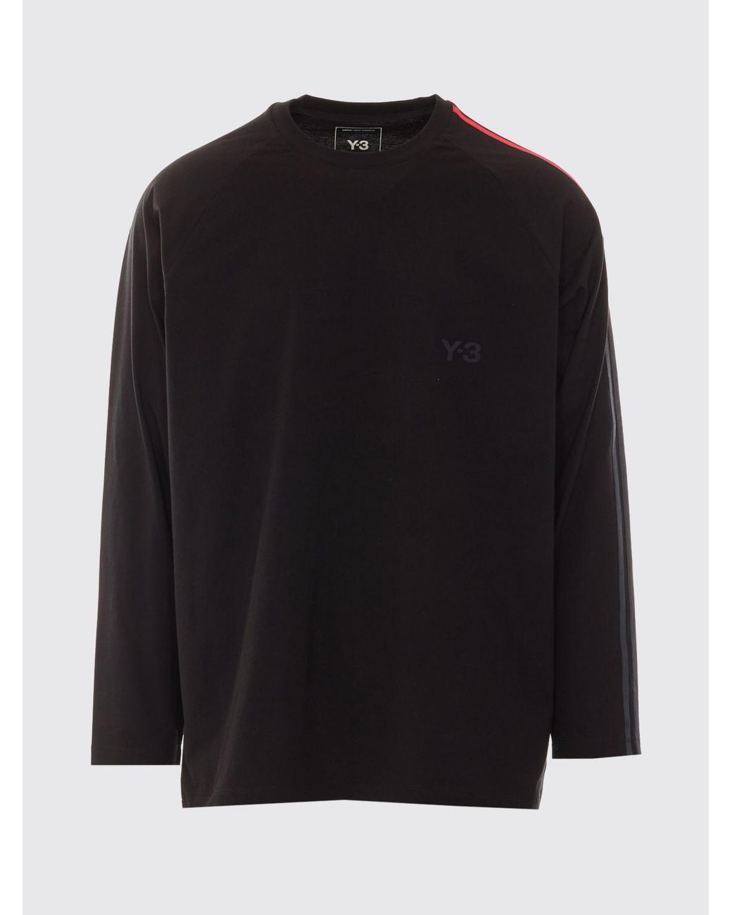 Y-3 Blue Relaxed Fit Long-Sleeved Cotton T-Shirt With Tone-On-Tone Logo for men