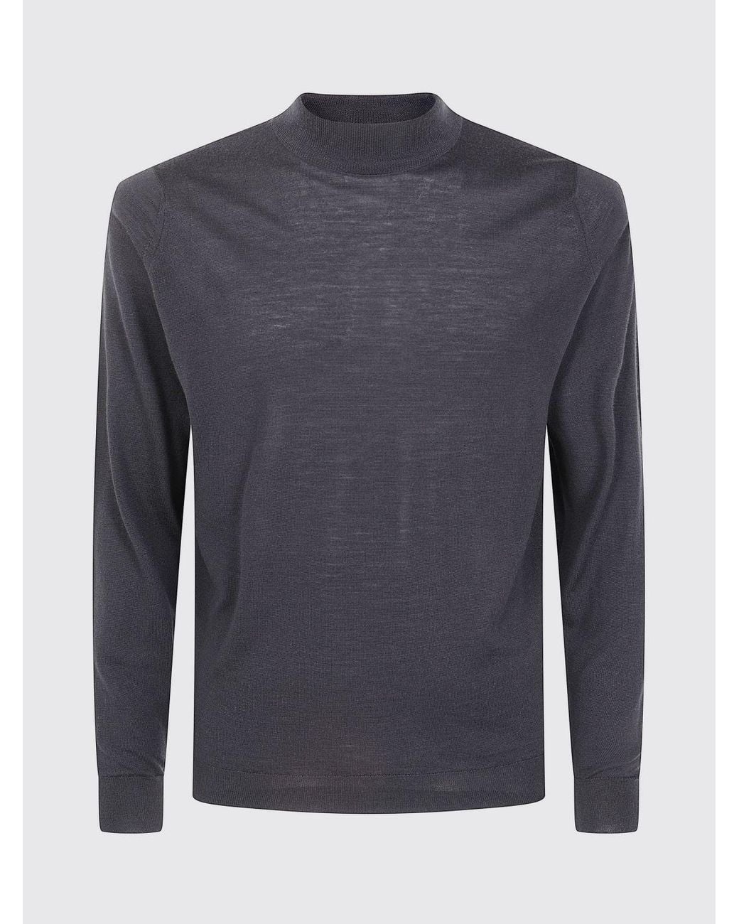 John Smedley Blue Mock Neck Jumper for men