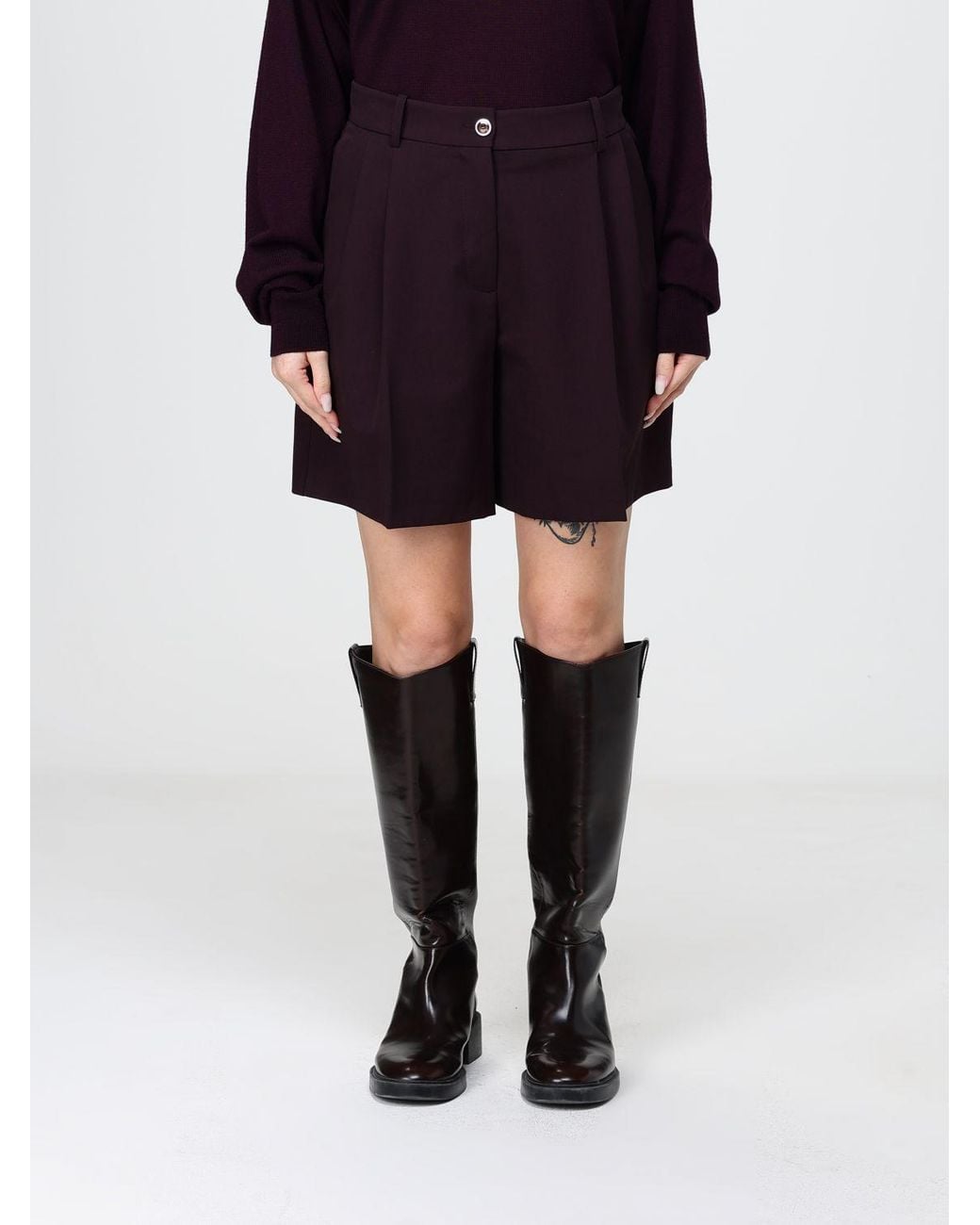 Pinko Black Shetana High-Waisted Straight-Leg Shorts