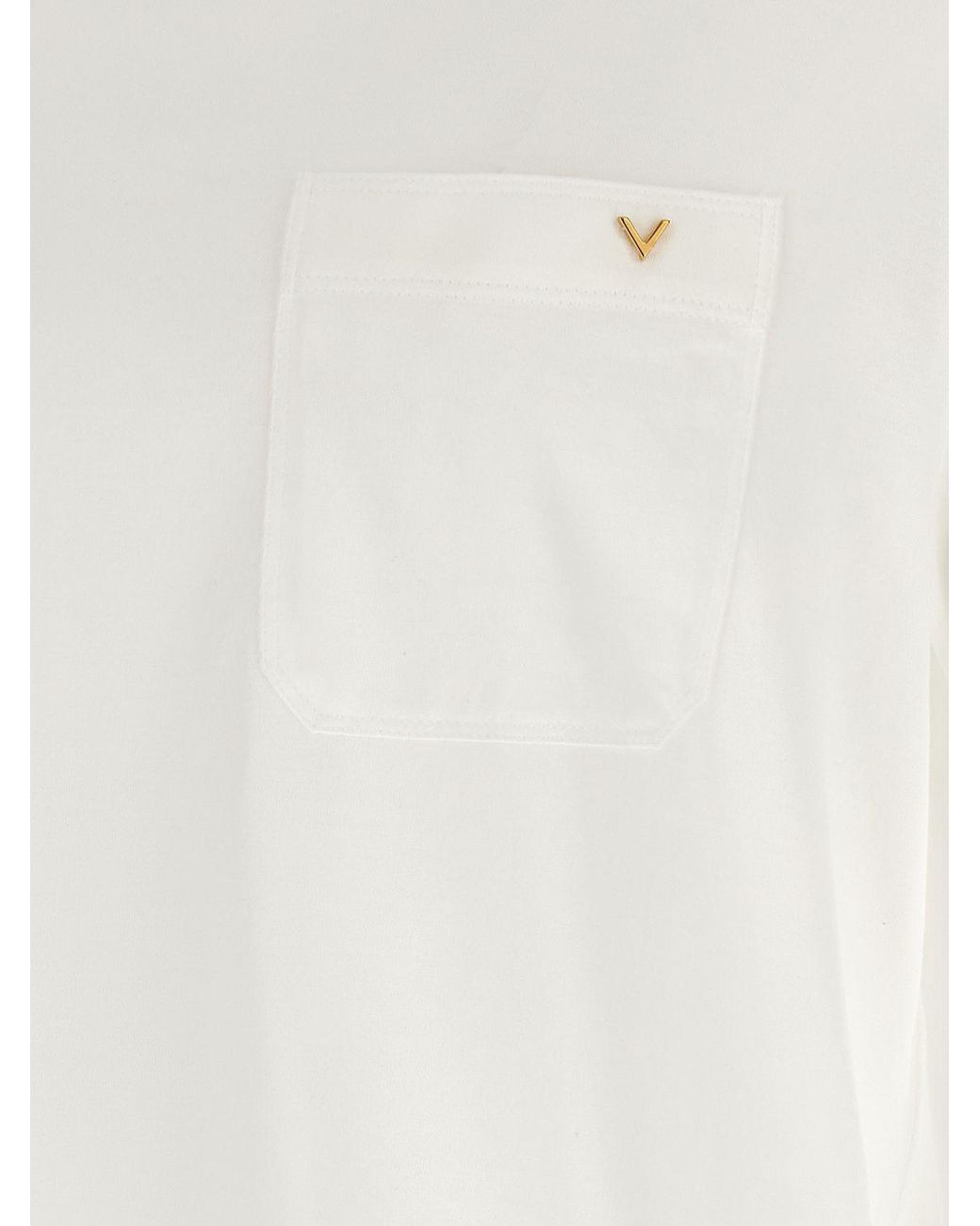 Valentino Garavani White Cotton T-Shirt With Pocket And Vlogo Signature for men