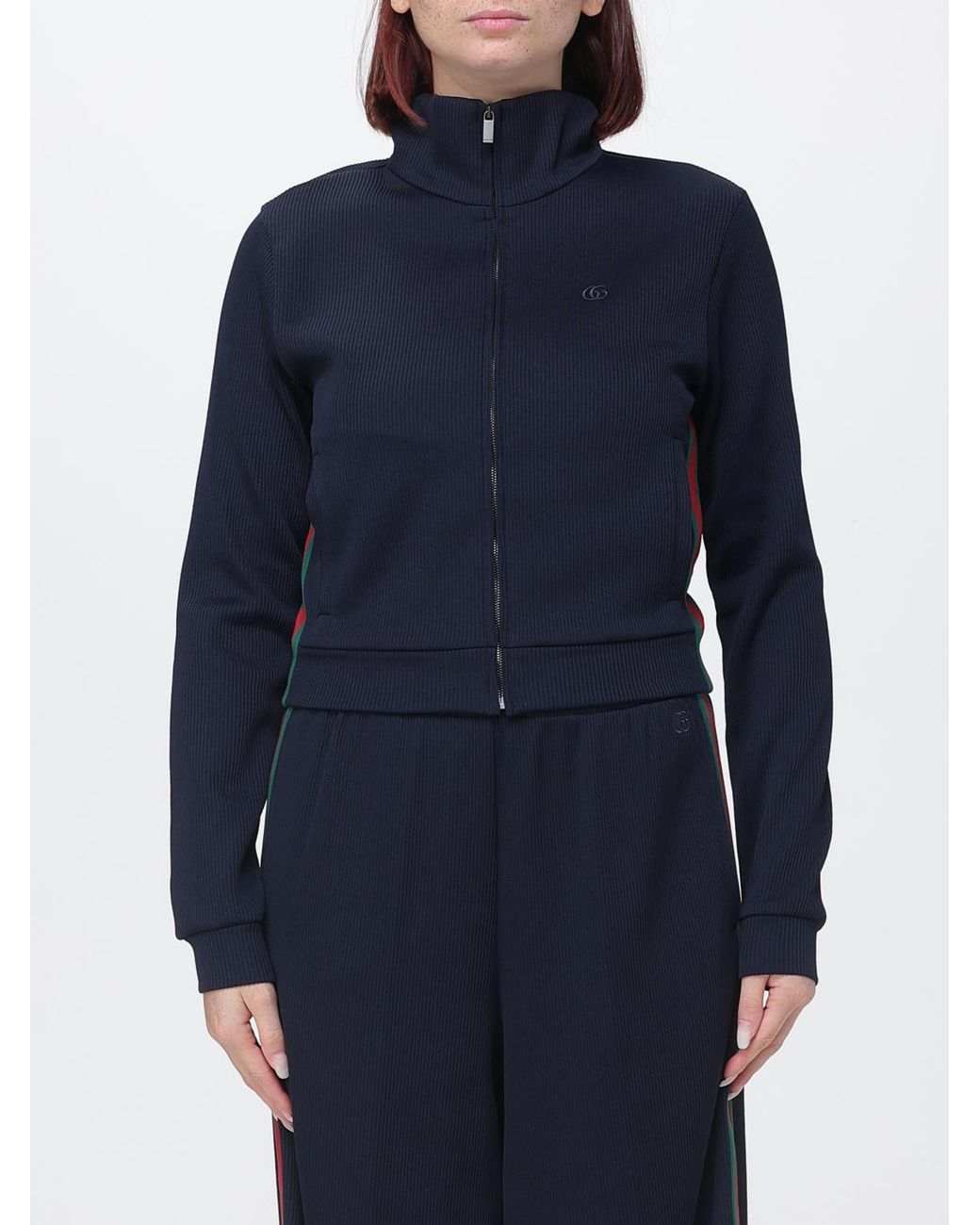 Gucci Blue Web Stripe High Neck Slim Fit Technical Jersey Track Jacket