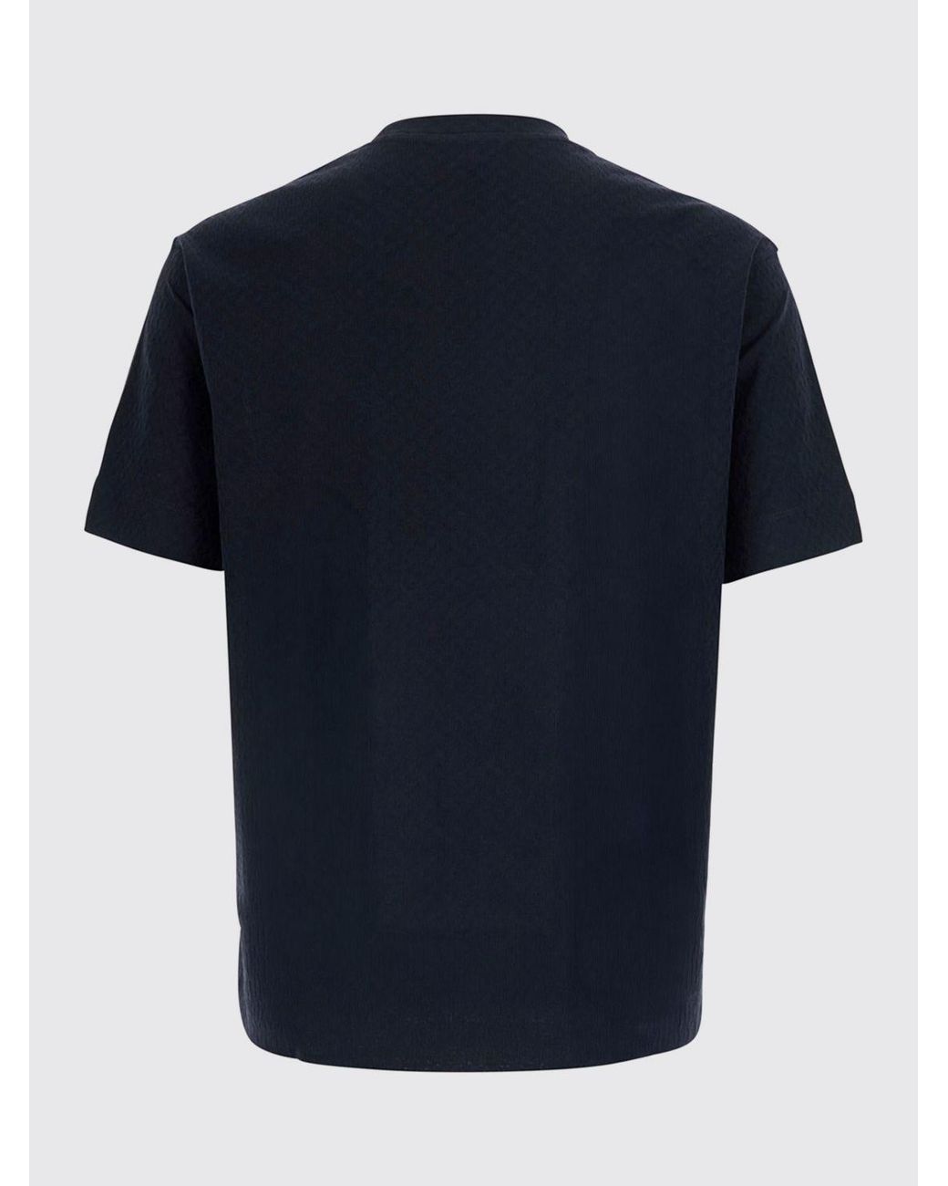 Emporio Armani Blue Crew-Neck Cotton T-Shirt With Tone-On-Tone Logo for men