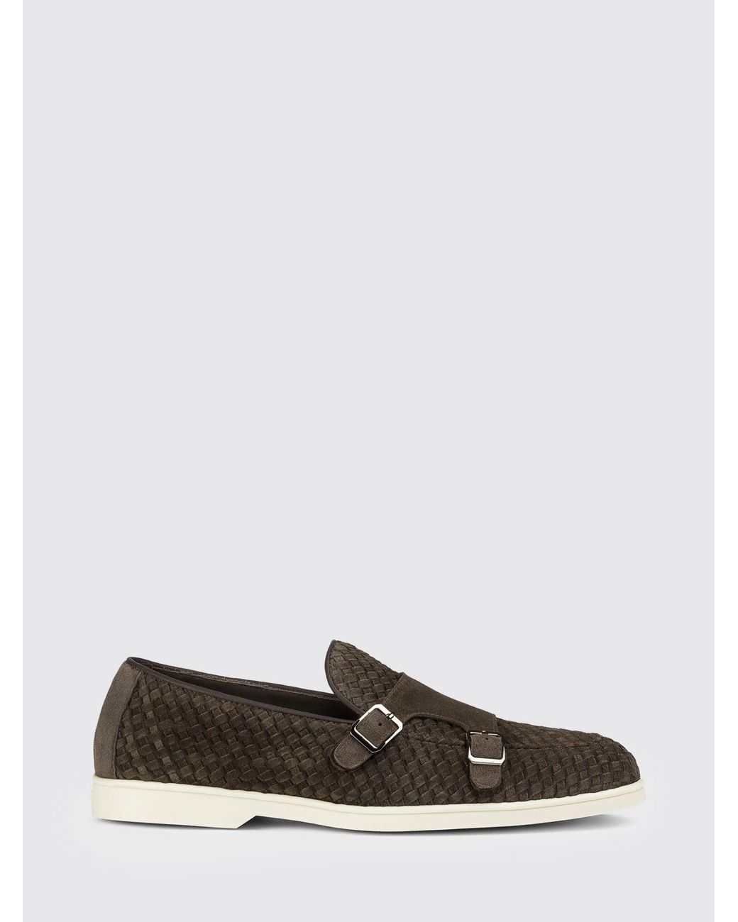 Doucal's White Woven Suede Monk Strap for men