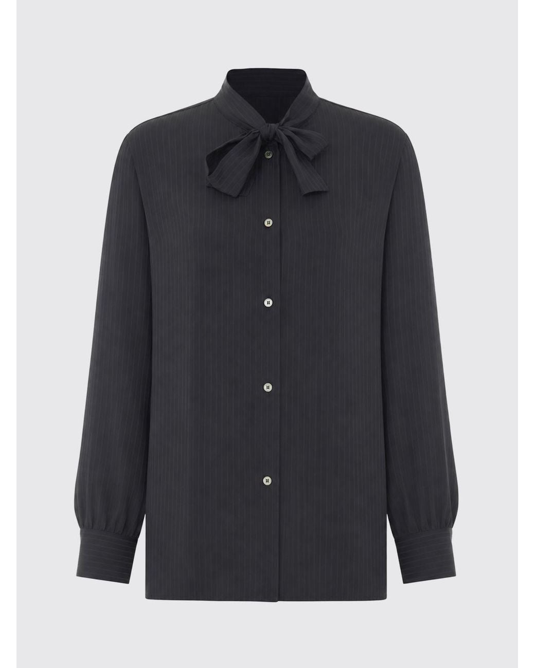 A.P.C. Blue Striped Viscose Shirt With Long Sleeves And Pussy-Bow Collar
