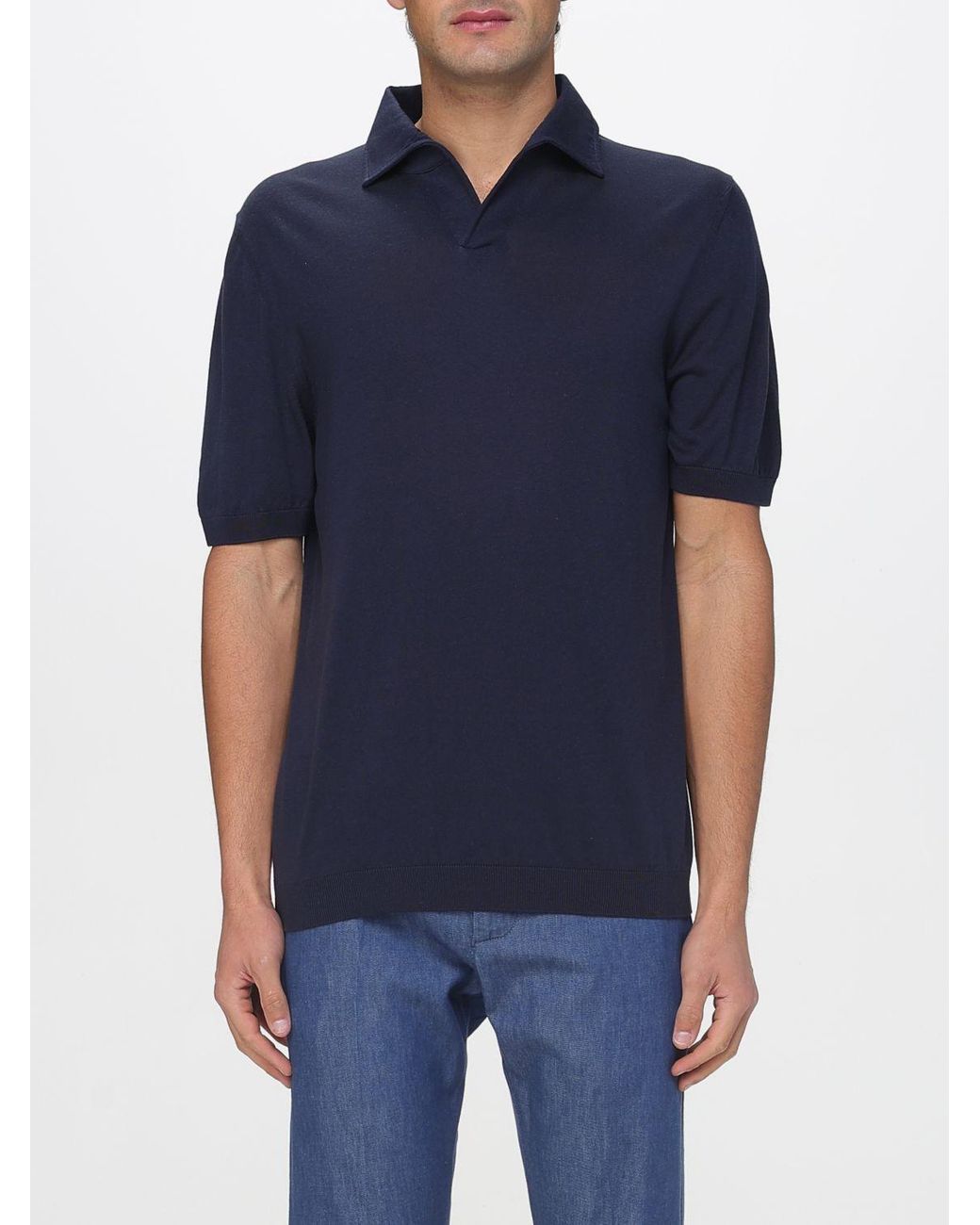 Lardini Blue Knit Polo Shirt for men