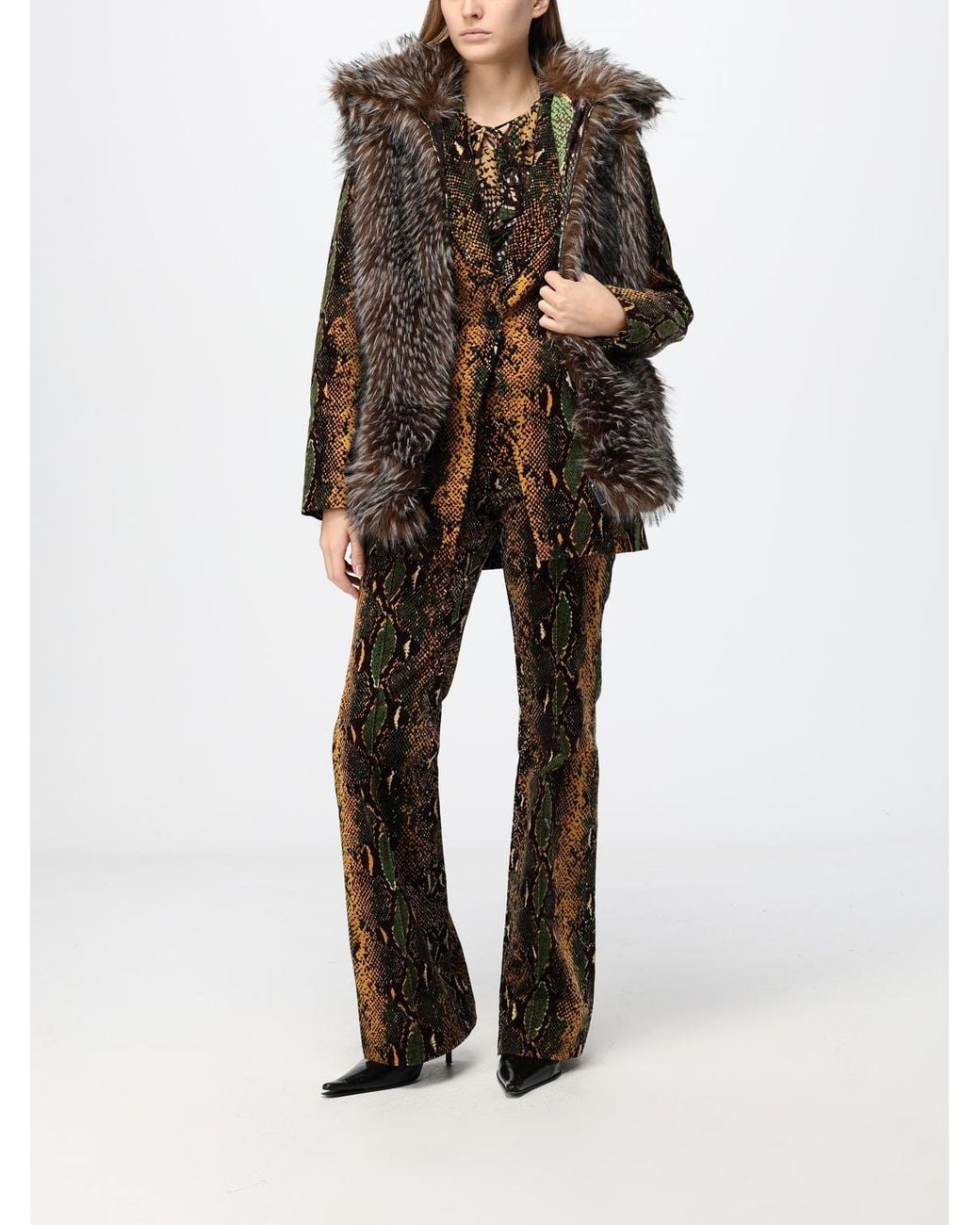 Diane von Furstenberg Brown Sleeveless Faux Fur Vest With Concealed Closure
