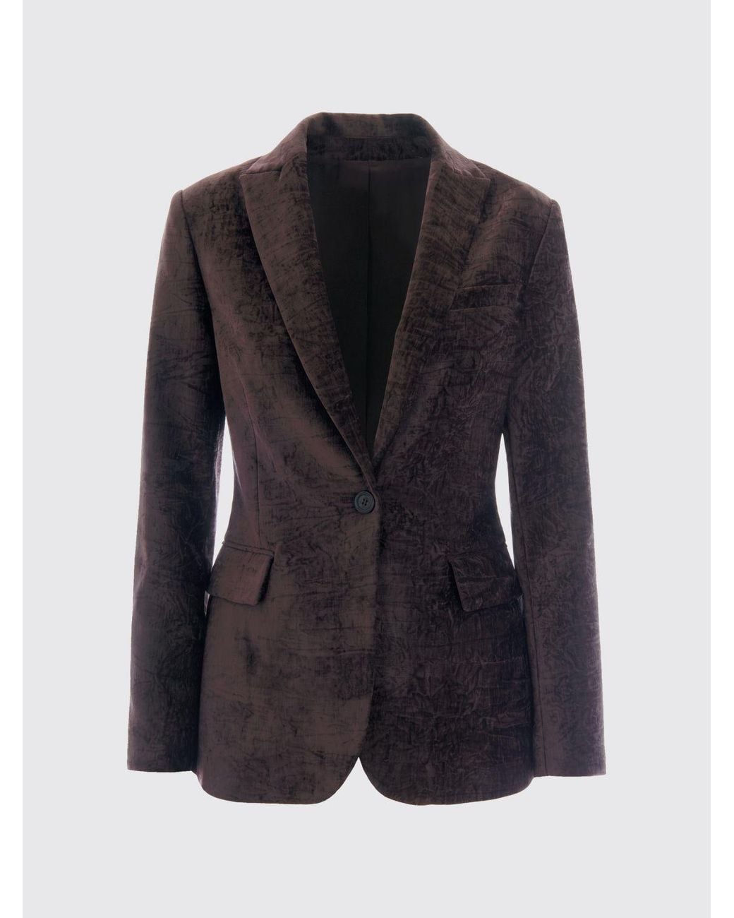 Liu Jo Blue Single-Breasted Velvet Blazer With Peak Lapels