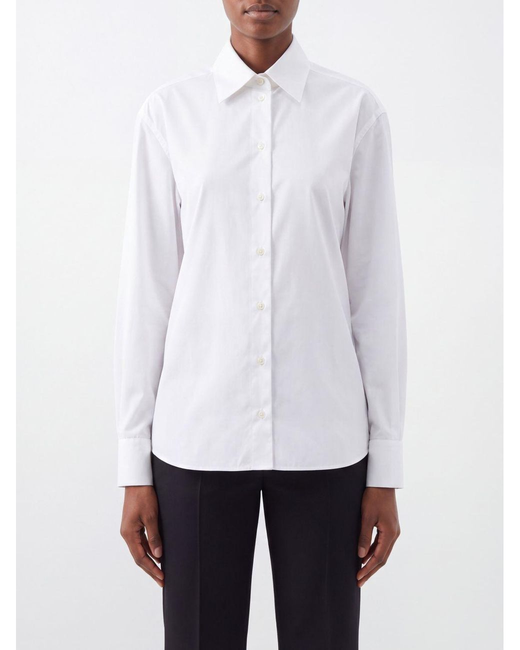 Dolce & Gabbana White Dolce &Amp Gabbana Slim Fit Cotton Poplin Shirt With Pointed Collar