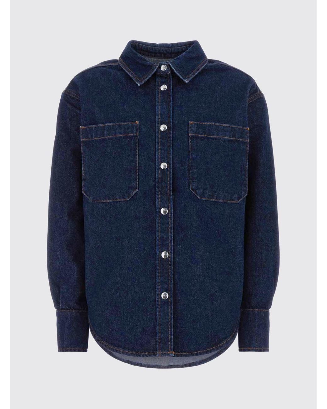Anine Bing Blue Cotton Denim Shirt With Patch Pockets