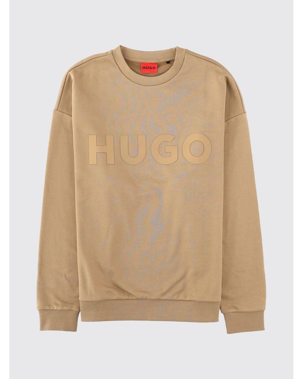 HUGO Blue Crewneck Cotton Sweatshirt With Long Sleeves And Tone-On-Tone Logo for men