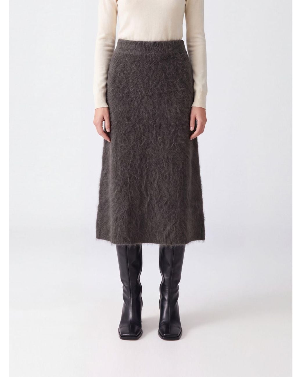 Lisa Yang Green High-Waisted Midi Knit Skirt