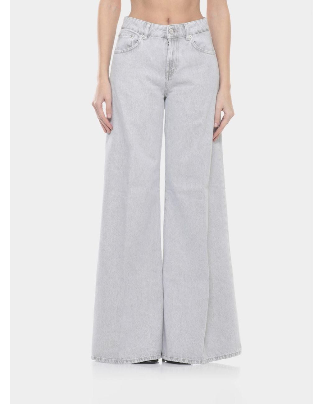 Dondup Gray Flare Cotton Denim Jeans