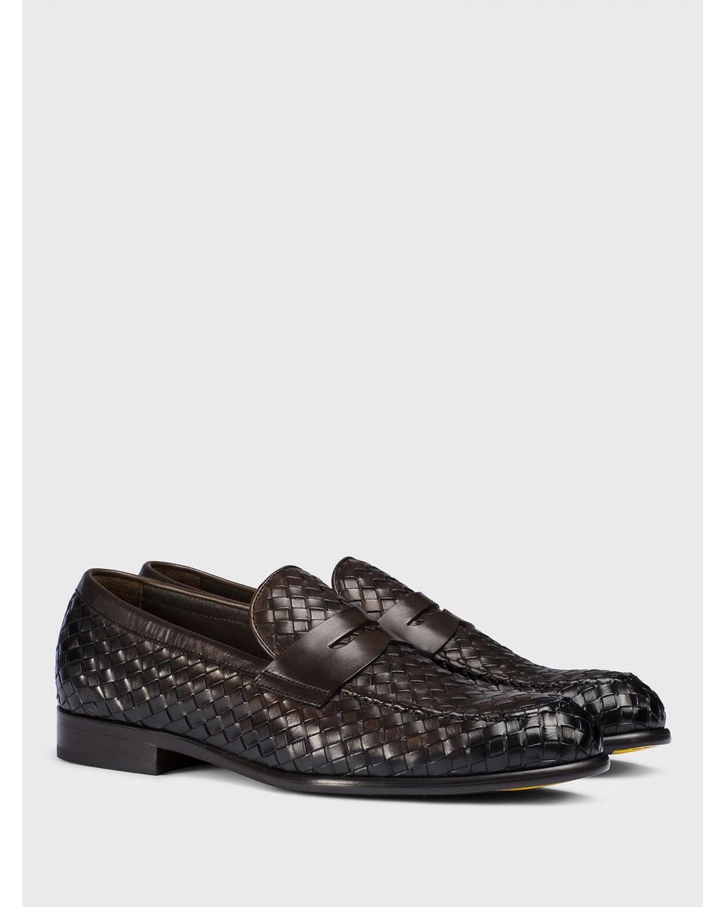 Doucal's Black Woven Leather Loafers for men
