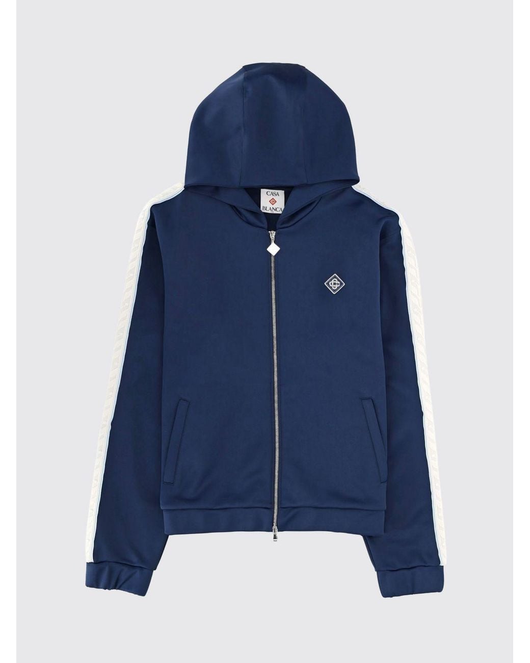 Casablanca Blue Monogram Pattern Jersey Zip-Up Hoodie for men