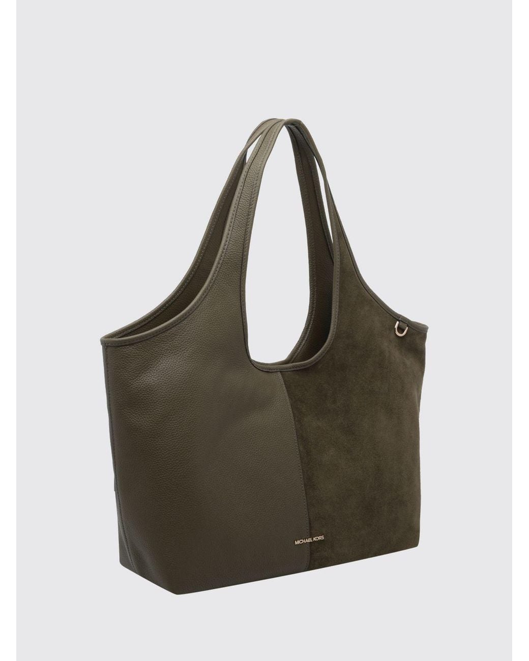 Michael Kors Gray Henly Grained Leather And Suede Tote Bag With Metal Logo