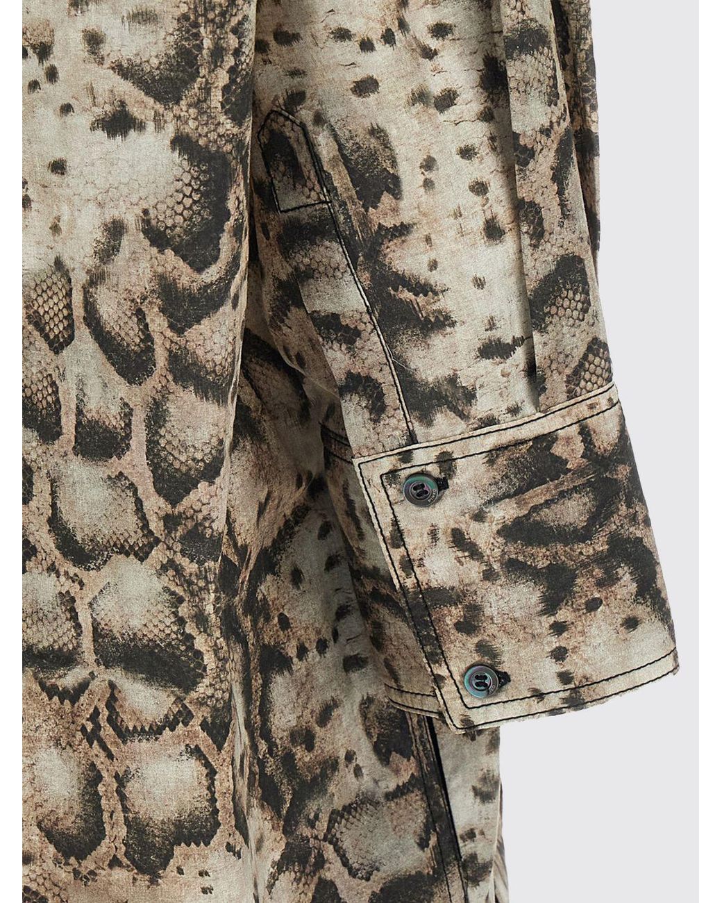 Pinko Natural Cotton Chemisier Dress With Snake Print