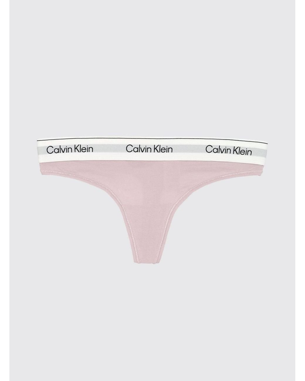 Calvin Klein Pink Cotton And Modal Blend Thong With Logo Waistband