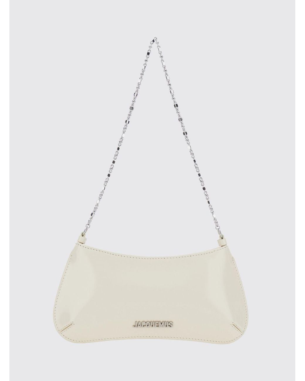 Jacquemus White Le Petit Bisou Patent Leather Shoulder Bag With Chain Handle