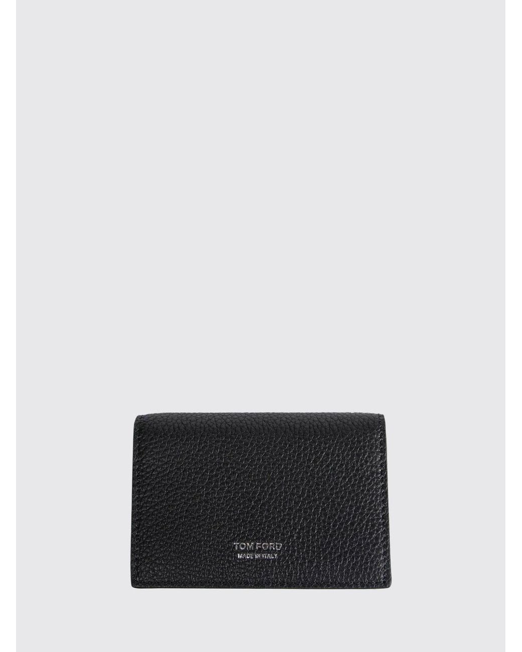 Tom Ford White Calf Leather Card Holder With Flap And Snap Button Closure for men