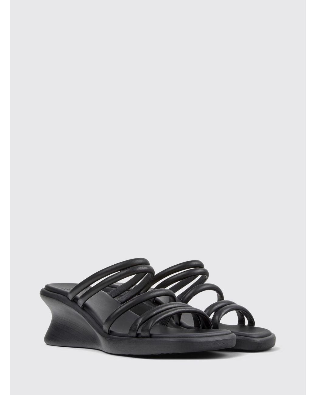 Camper White Louise Leather Wedge Sandals