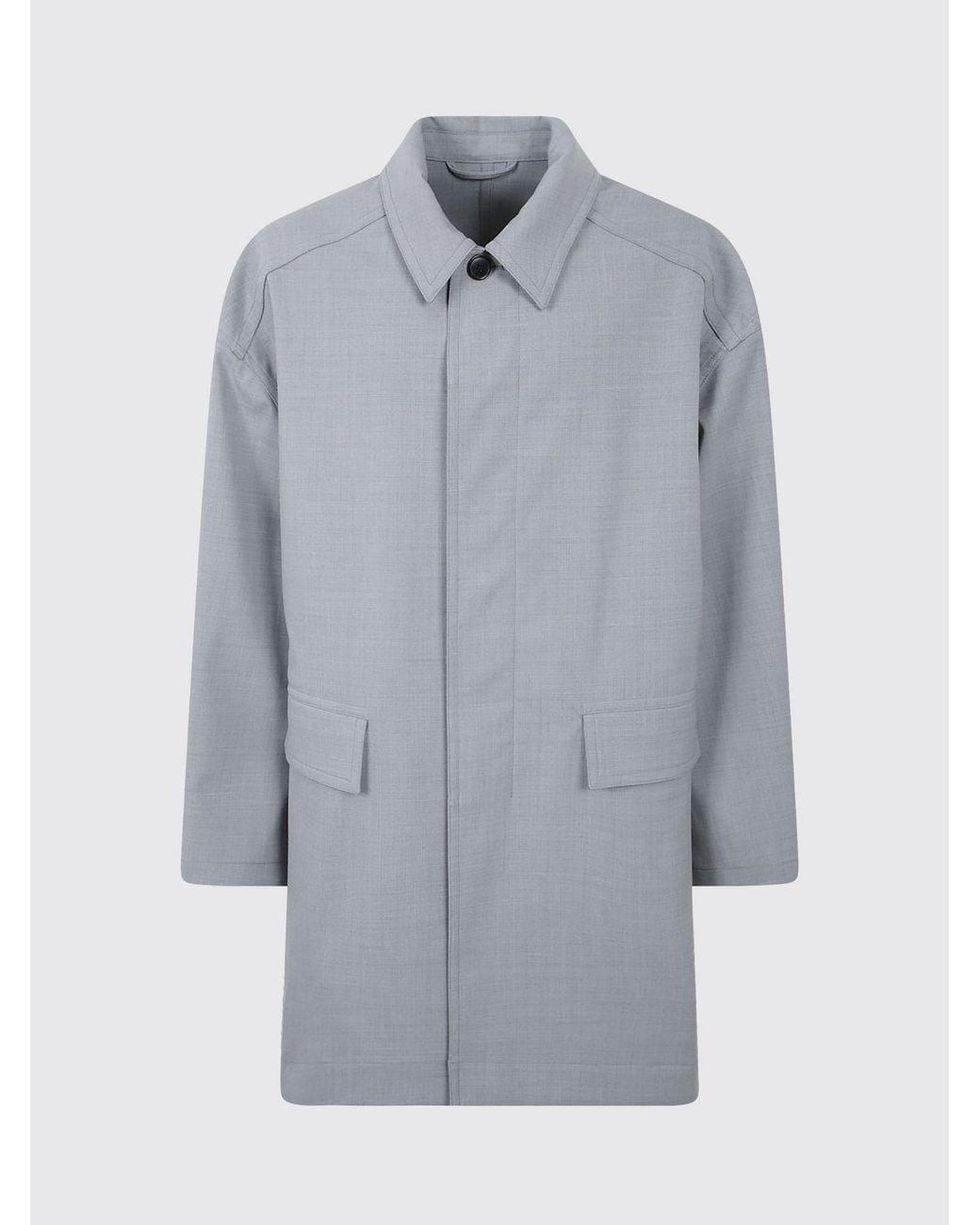 Dries Van Noten Gray Single-Breasted Wool-Blend Coat With Concealed Buttoning for men