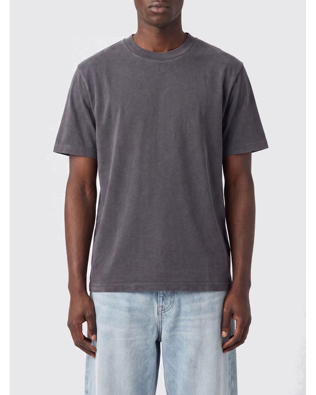 Our Legacy Gray Crewneck Cotton T-Shirt With Dropped Shoulders for men