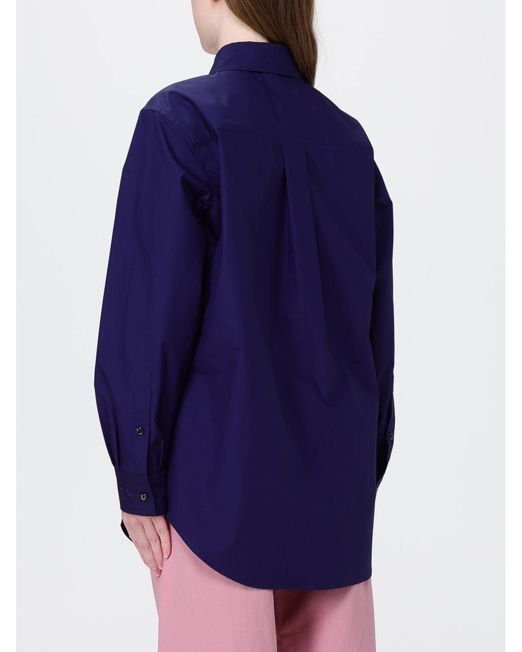 Fendi Blue Cotton Blend Shirt