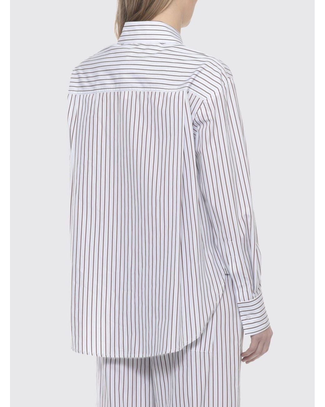 Loulou de Saison White Striped Cotton Shirt