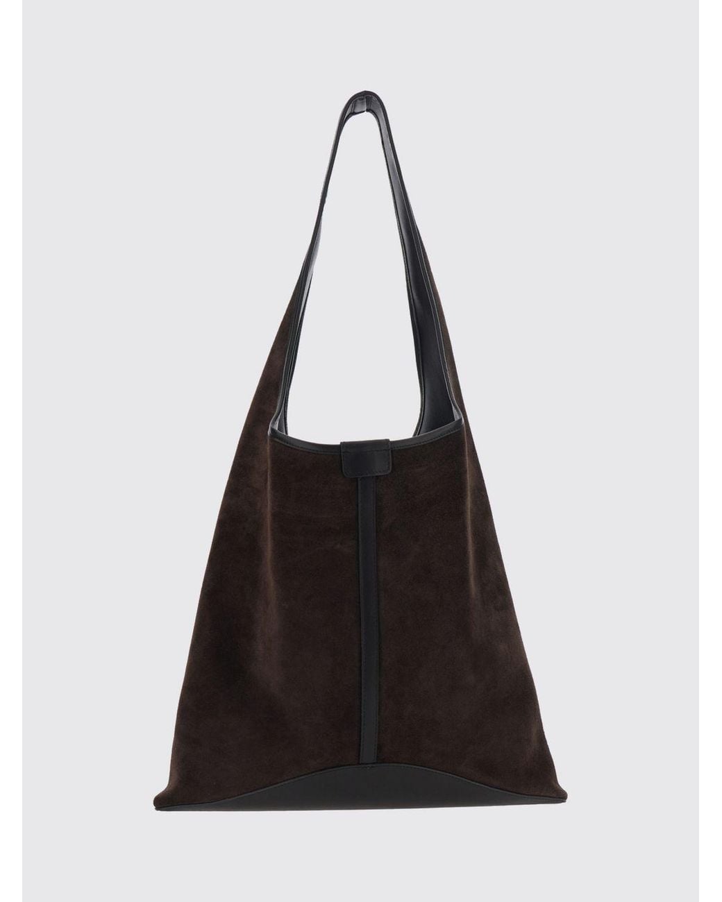 Soeur Black Delice Suede Shoulder Bag With Flat Handle