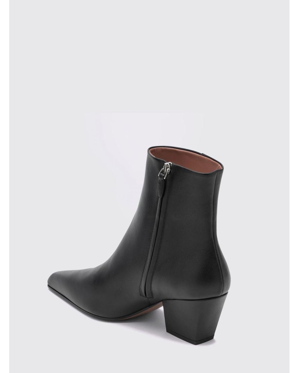 Paris Texas Black Jane Smooth Leather Cowboy Ankle Boots With Low Heel