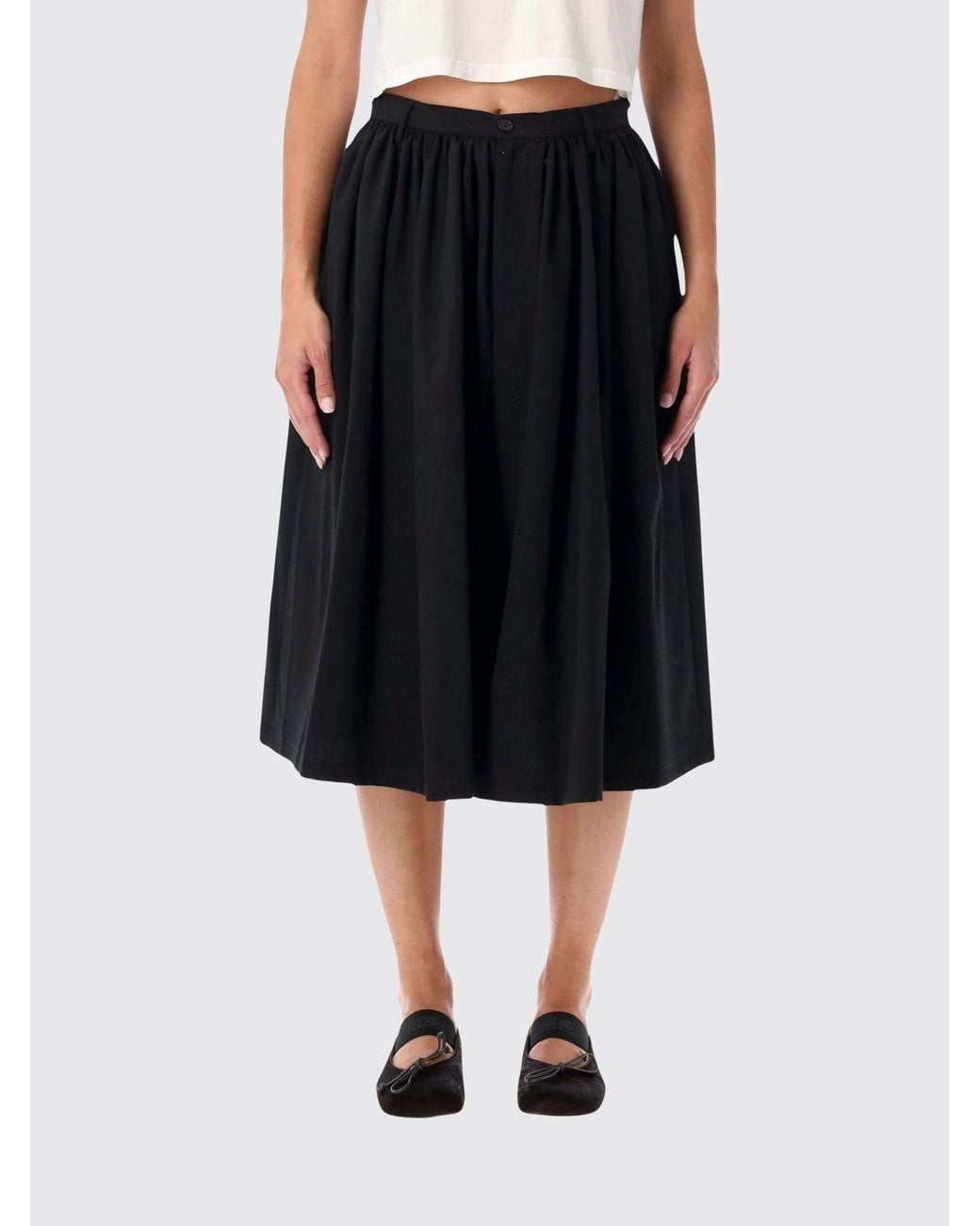 MM6 by Maison Margiela Black High-Waisted Wide Leg Bermuda Shorts