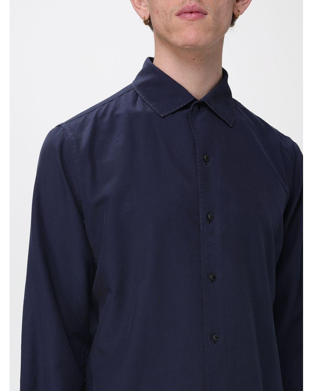 Agnona Blue Classic Cotton And Silk Blend Shirt for men